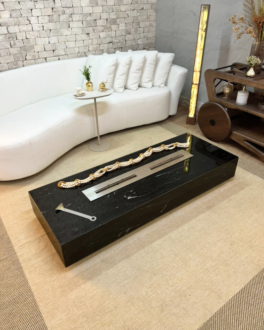 Mesa de Centro Vulcano com Lareira em Granito Black Star