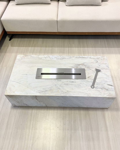 Mesa de Centro com Lareira Mármore Calacatta