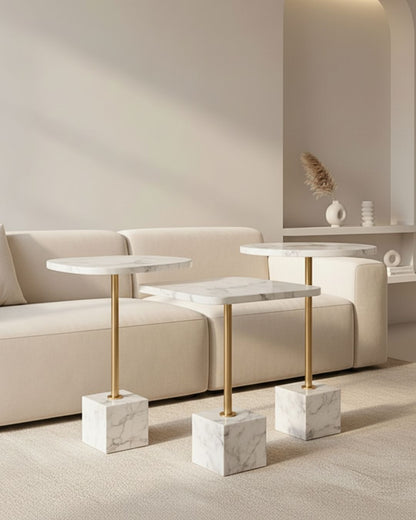 Mesa de Apoio Trio Calacatta Mármore Calacatta
