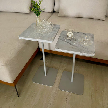 Mesa Quadratto Mármore Grigio Vulcano