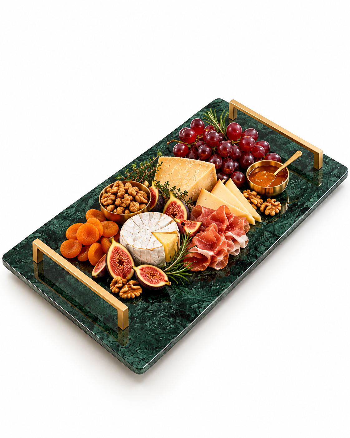 Bandeja Saarinen em Mármore Verde Guatemala - 60x32cm