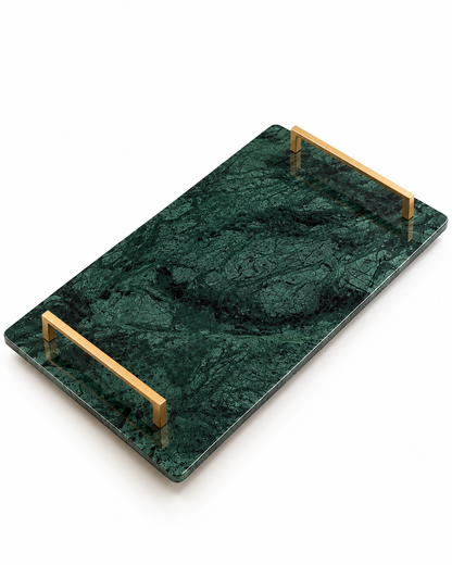 Bandeja Saarinen em Mármore Verde Guatemala - 60x32cm