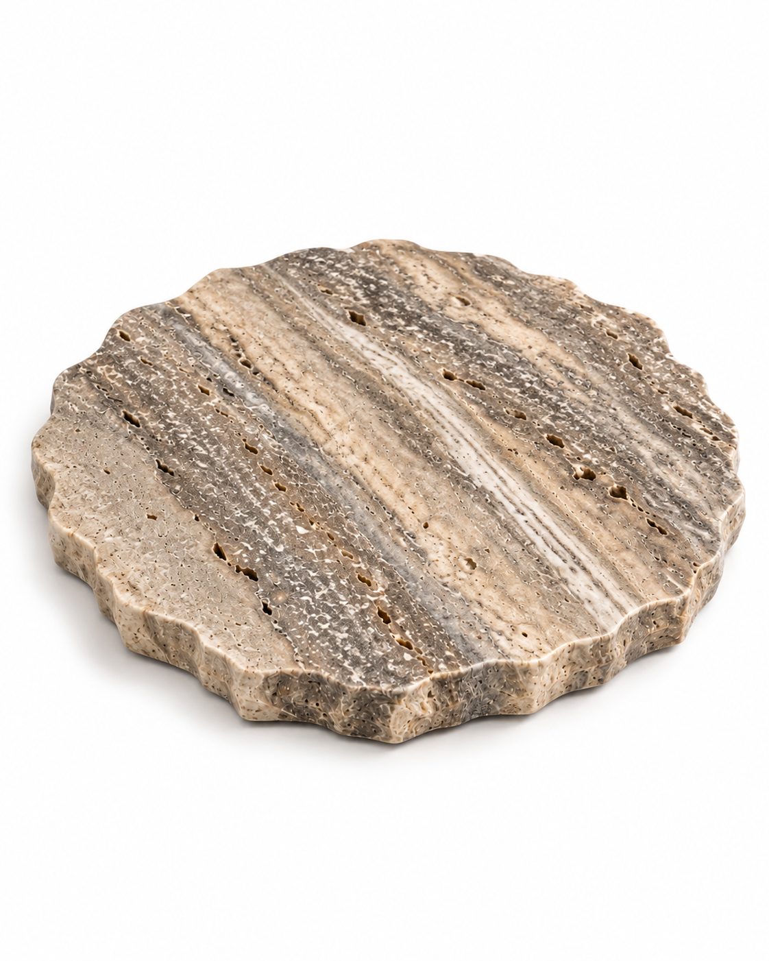 Bandeja em Travertino Romano Silver - Ø30cm