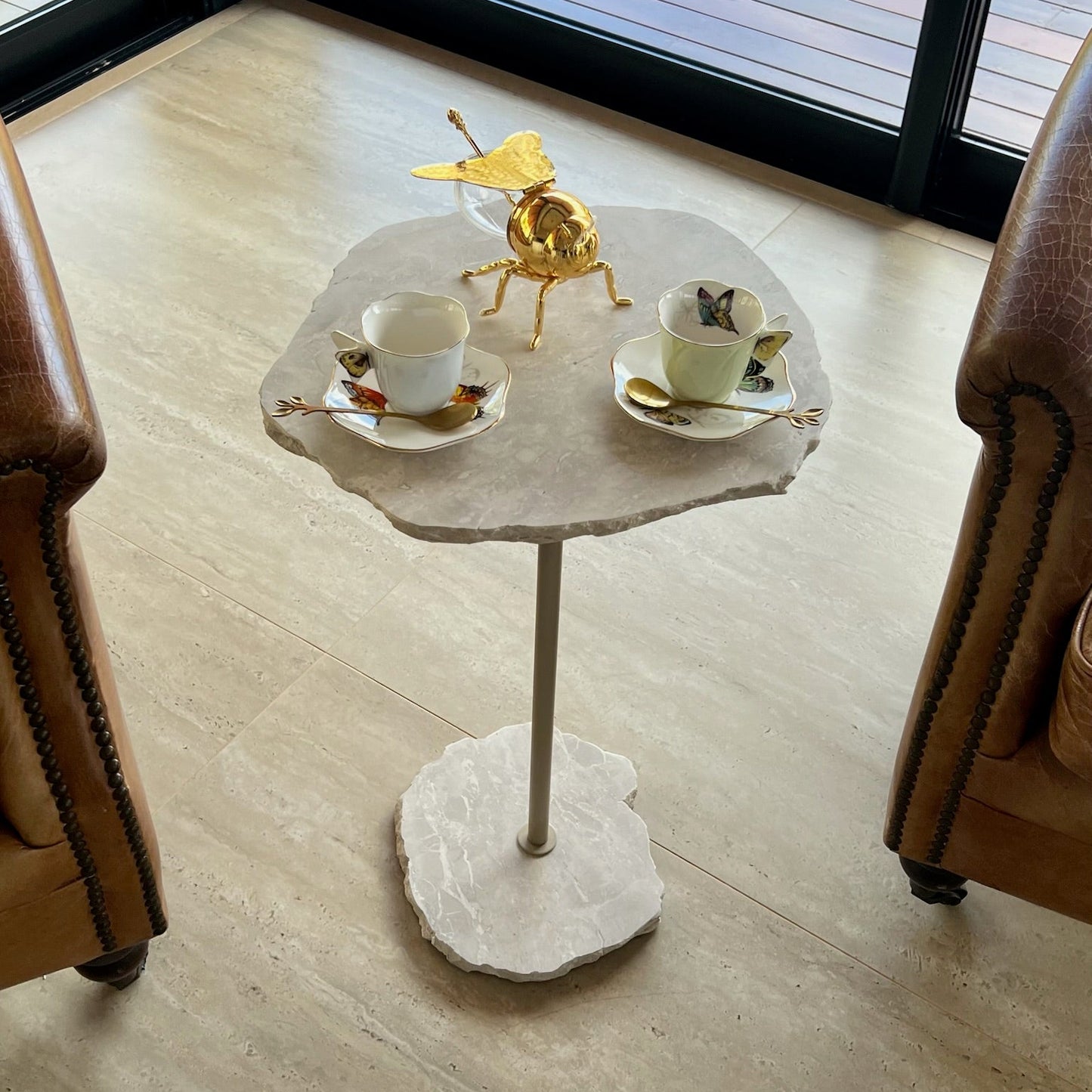 Mesa Orgânica Mármore White Cream