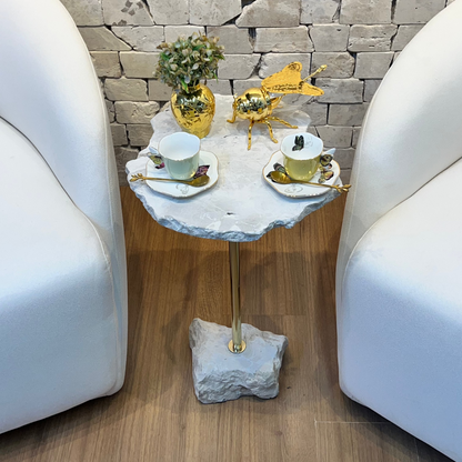 Mesa La Roca Travertino White Cream