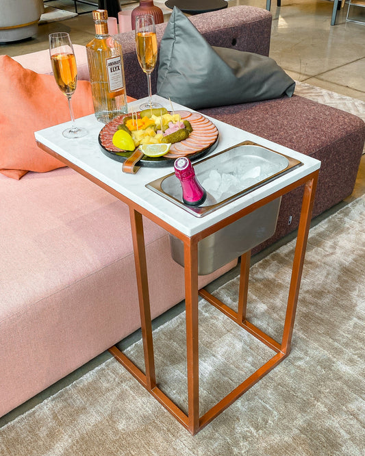Mesa Gourmet - Mármore Calacatta - Base Rose