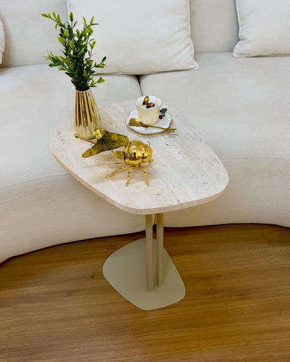 Mesa Concha Mármore Travertino Romano