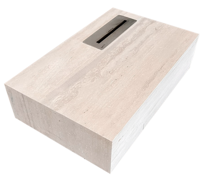 Mesa de Centro com Lareira Mármore Travertino Romano