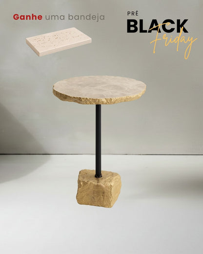 Mesa La Roca D'oro Mármore travertino Nacional (Pintura Ouro Metalik)