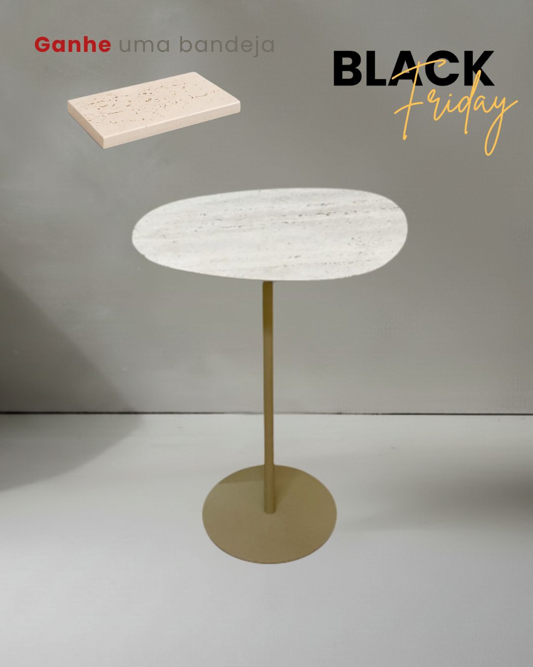 Mesa Tulipa Slim Mármore Travertino Romano