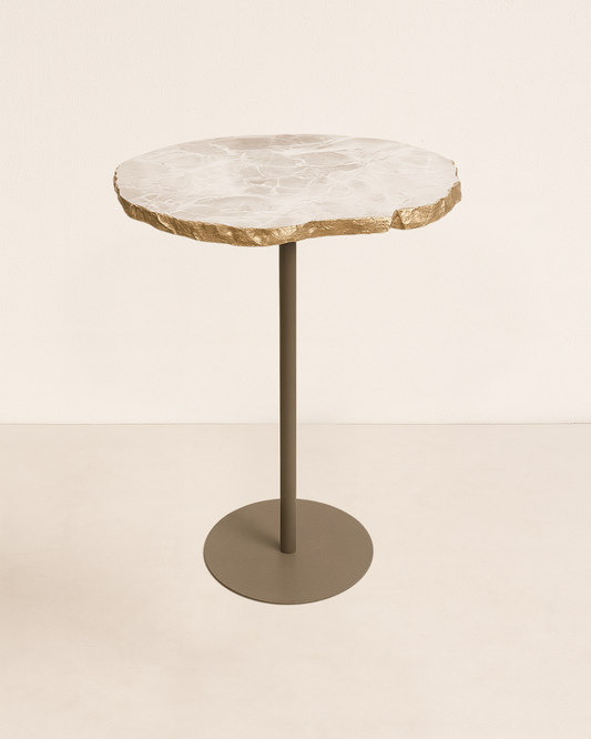Mesa Orgânica Zera Mármore Travertino Cappuccino