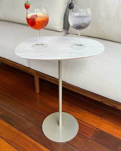 Mesa Tulipa Slim Mármore Travertino Romano