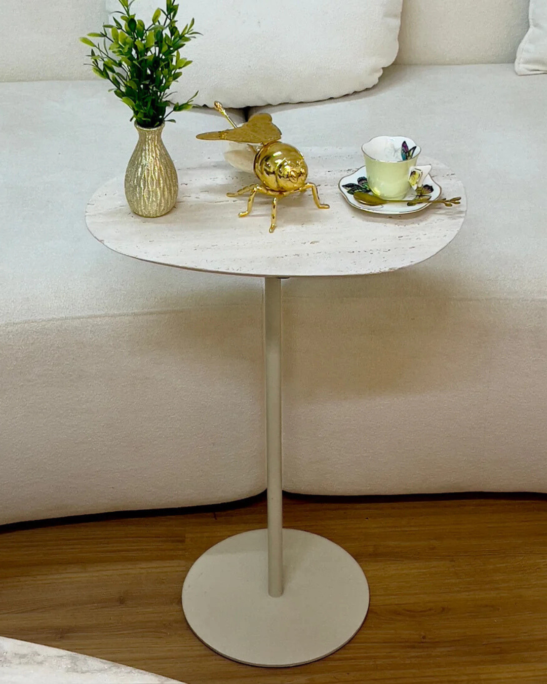 Mesa Tulipa Slim Mármore Travertino Romano