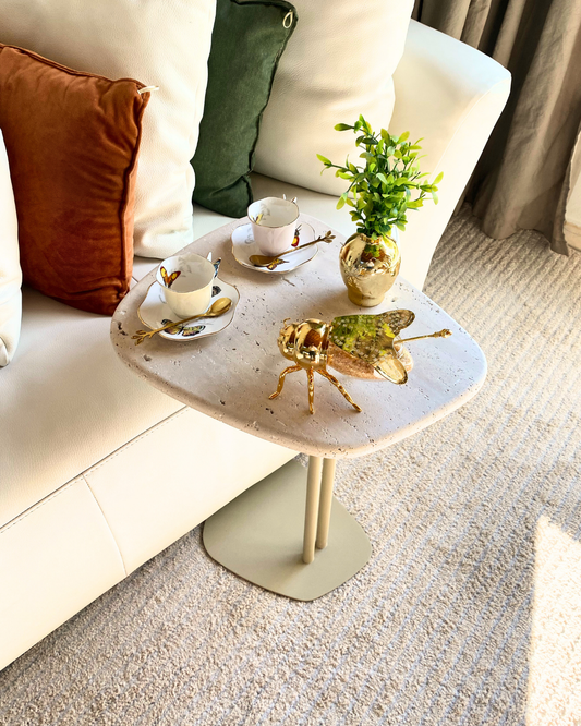 Mesa Concha Mármore Travertino Romano