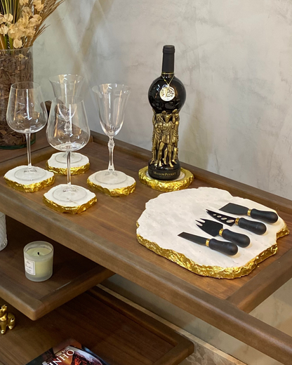 Kit Celebration Mármore Travertino Cappuccino (Foleado a Ouro Artesanalmente)