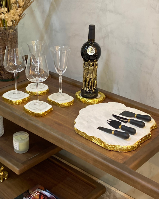 Kit Celebration Mármore Travertino Cappuccino (Foleado a Ouro Artesanalmente)