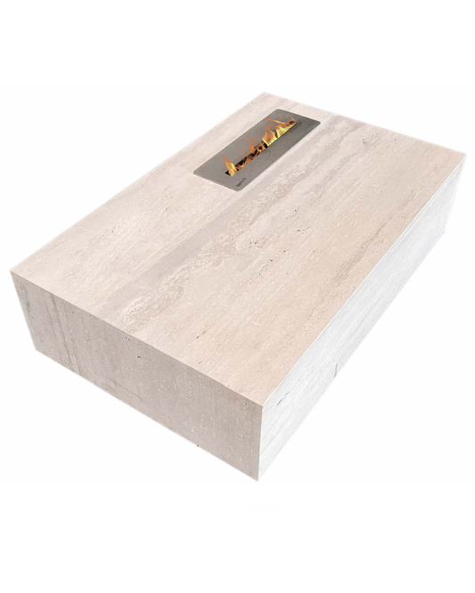 Mesa de Centro com Lareira Mármore Travertino Romano