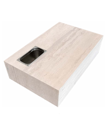 Mesa de Centro Rocca com Champanheira Mármore Travertino Romano