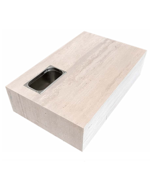 Mesa de Centro Rocca com Champanheira Mármore Travertino Romano