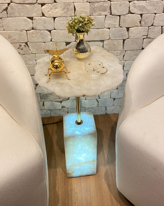 Mesa de Apoio e Luminária Quartzito Crystallus