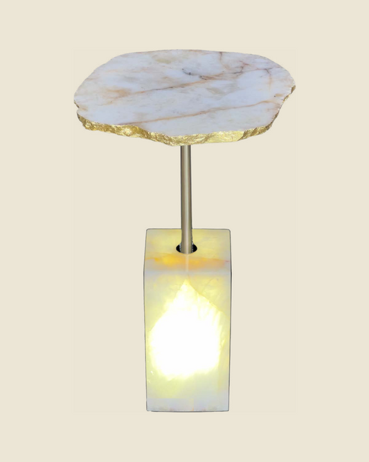 Mesa de Apoio e Luminária Quartzito Crystallus Gold
