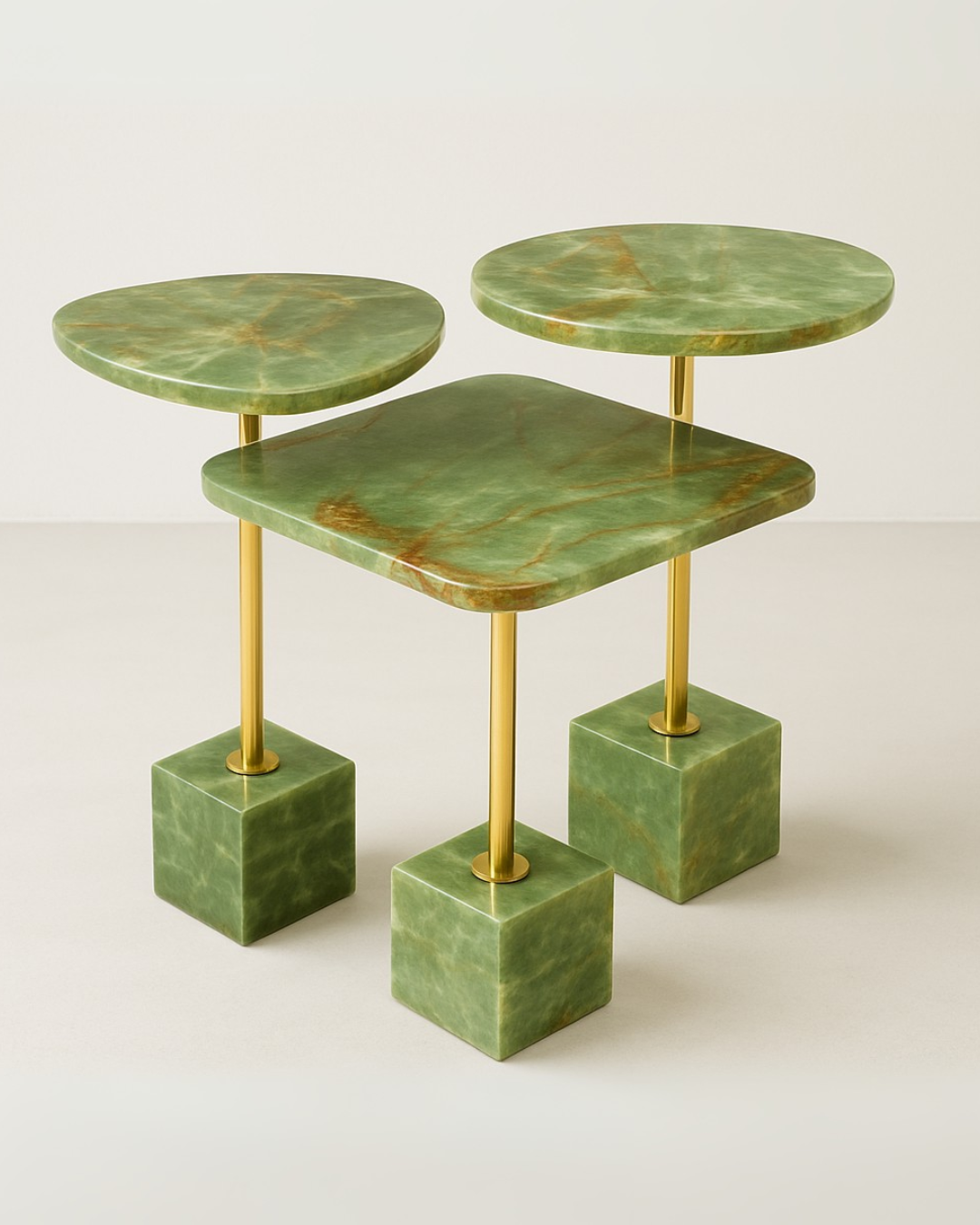 Trio de Apoio Ônix Verde Jade