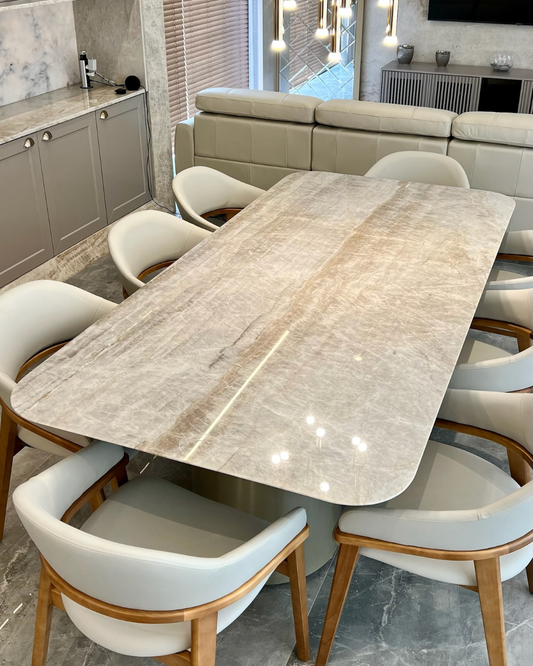 Mesa de Jantar Londres Quartzito Perla Santana