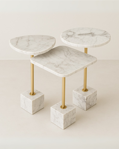 Mesa de Apoio Trio Calacatta Mármore Calacatta