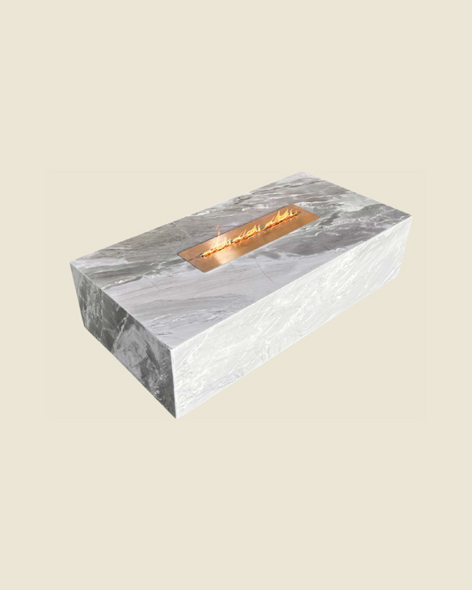 Mesa de Centro com Lareira Mármore Grigio Vulcano