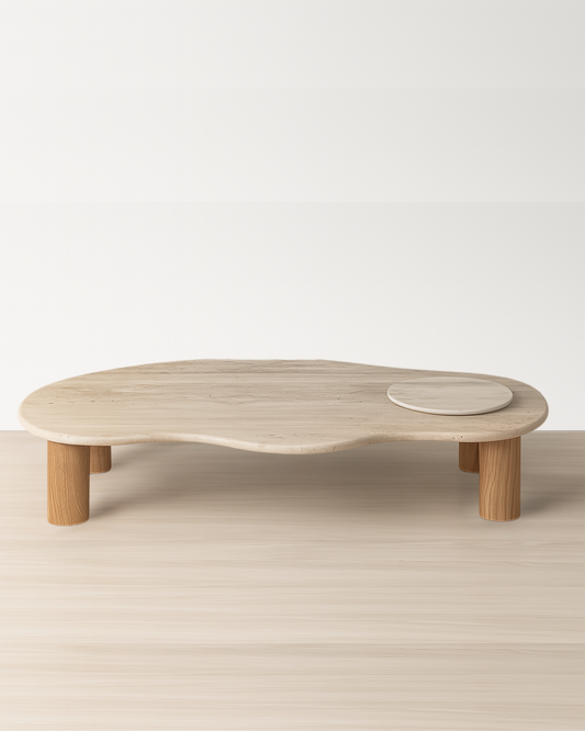 Mesa de Centro Dunas Mármore Travertino Romano
