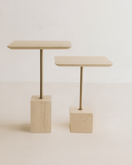 Mesa de Apoio Casal Quadratino Mármore Travertino Romano