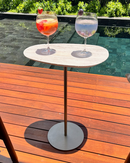 Mesa Tulipa Slim Mármore Travertino Romano