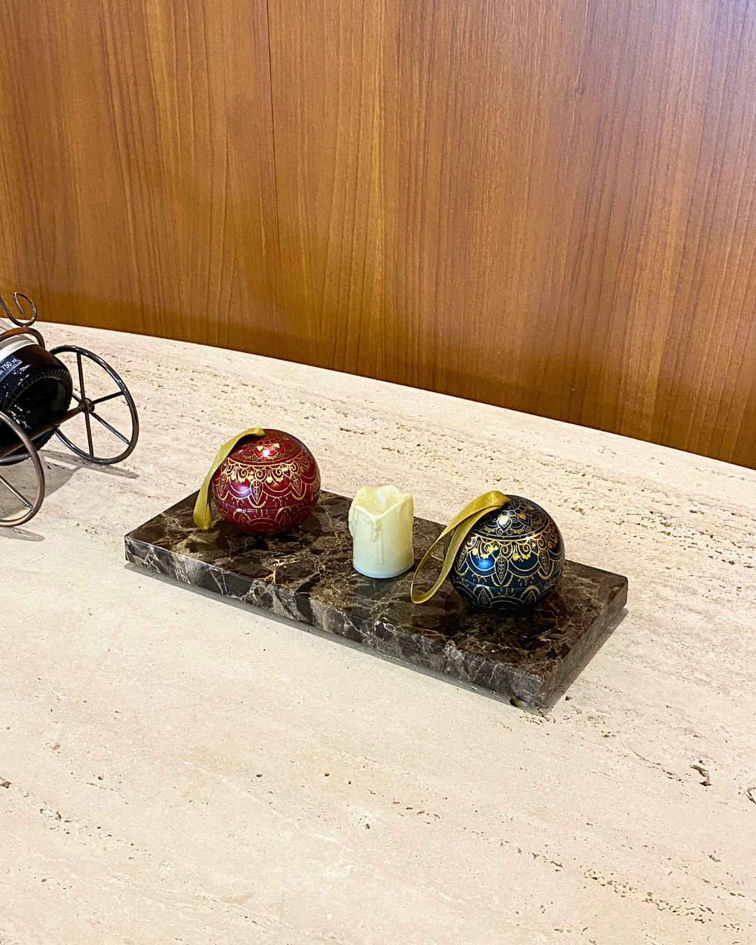 Bandeja Multifuncional Slim Mármore Marrom Imperador