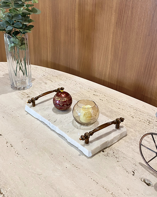 Bandeja Multifuncional Orgânica Mármore Calacatta Premium