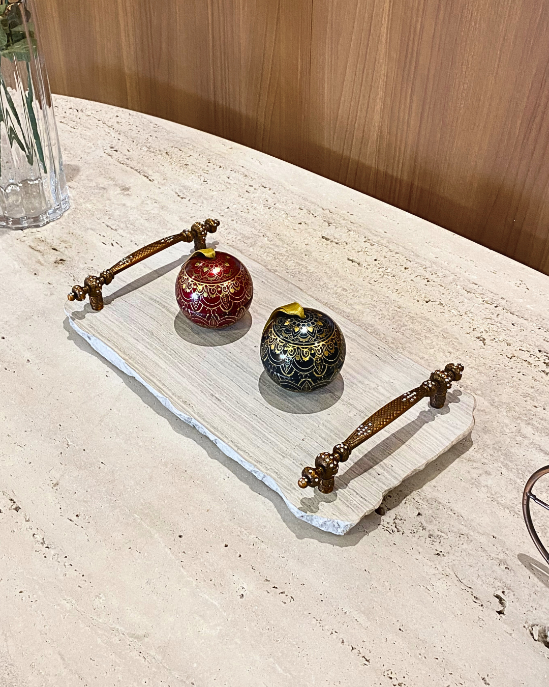 Bandeja Multifuncional Orgânica Mármore White Wooden