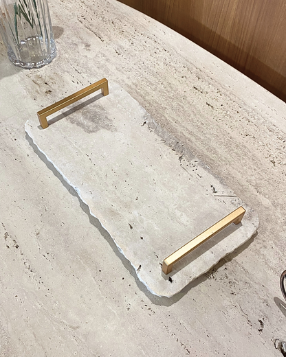 Bandeja Multifuncional Orgânica Mármore Travertino Romano