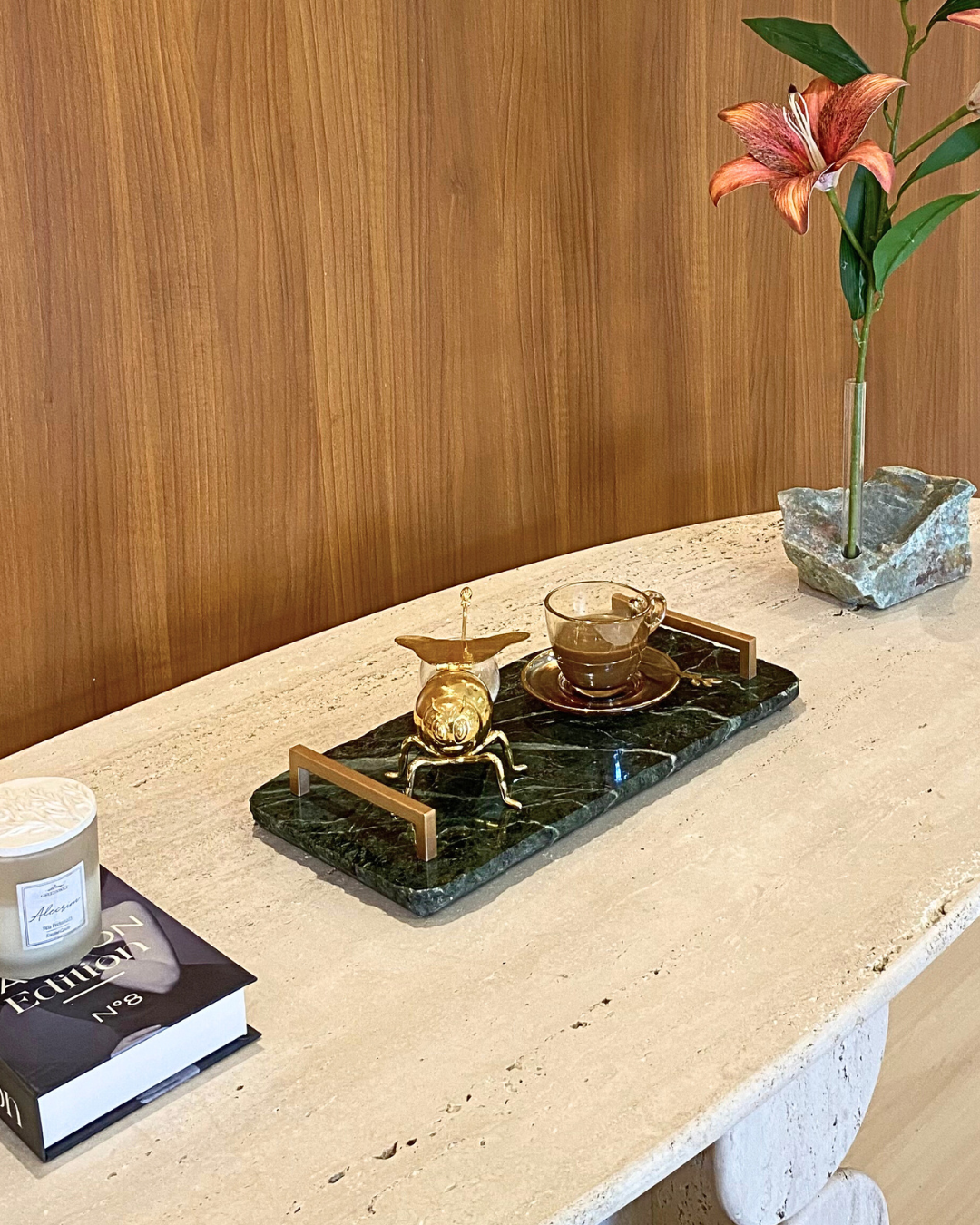 Bandeja Multifuncional Orgânica Mármore Verde Alpi Esplendor