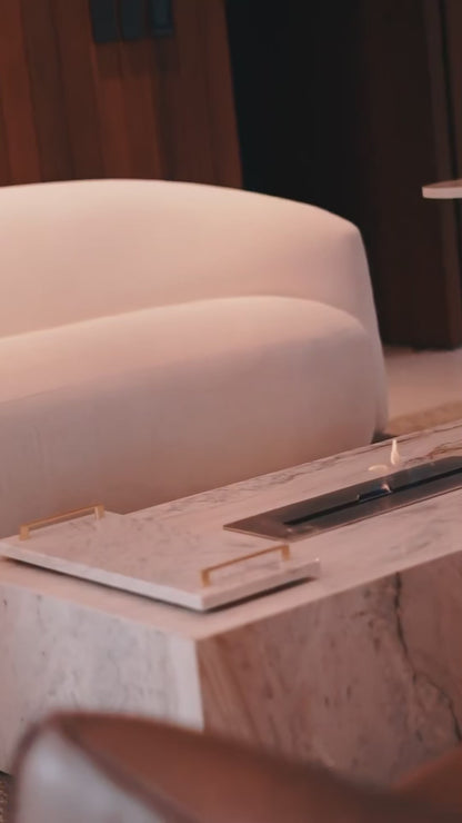 Mesa de Centro com Lareira Mármore Calacatta