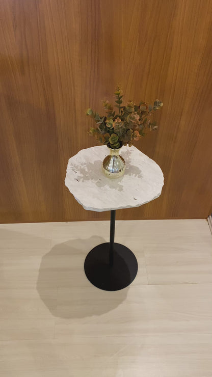 Mesa Orgânica Zera Mármore Travertino White Cream