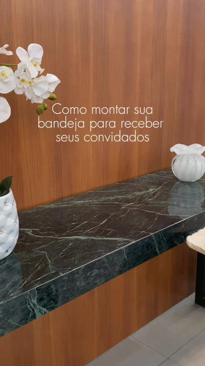 Bandeja Recepção Mármore Travertino Romano