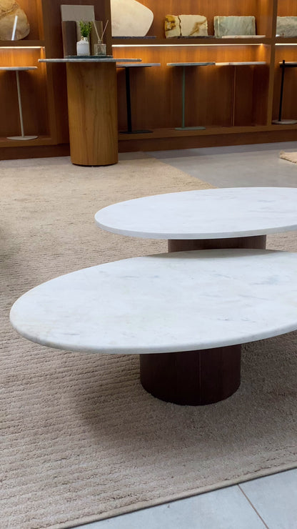 Mesa de Centro Elipse Mármore Calacatta Premium