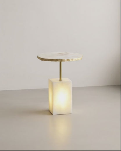 Mesa de Apoio e Luminária Quartzito Crystallus Gold