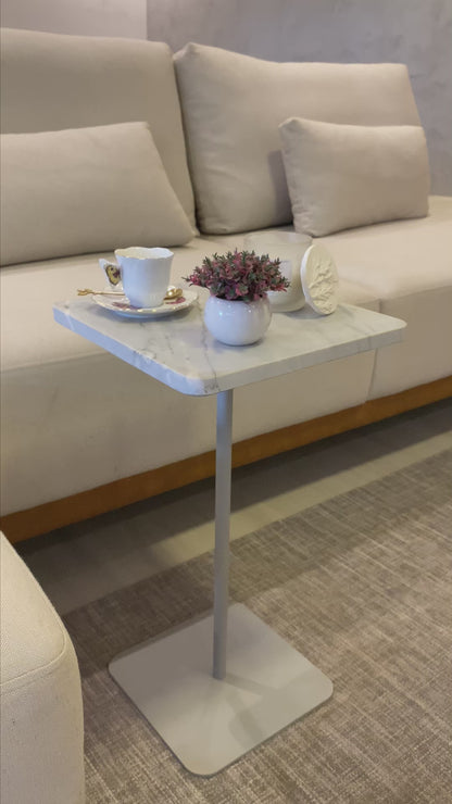 Mesa Quadratto Mármore Grigio Vulcano