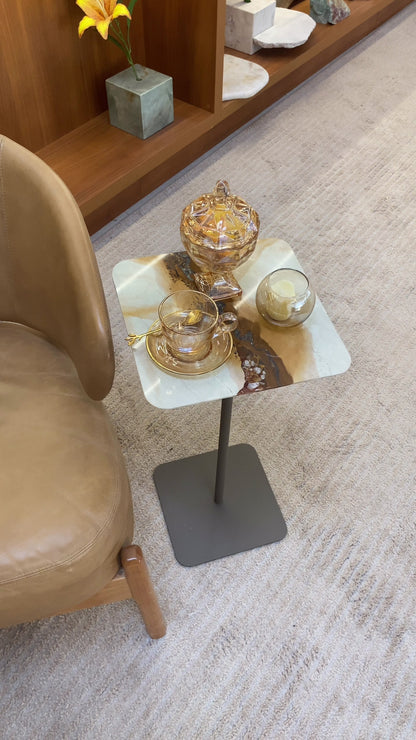 Mesa Quadratto Quartzito Terracota Imperial