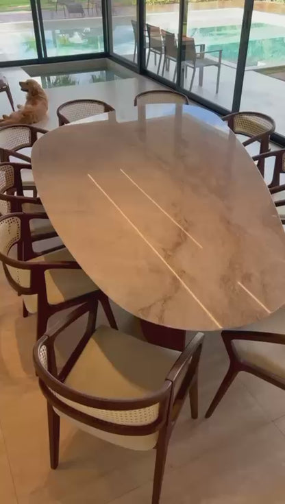 Mesa de Jantar Itália Quartzito Perla Santana