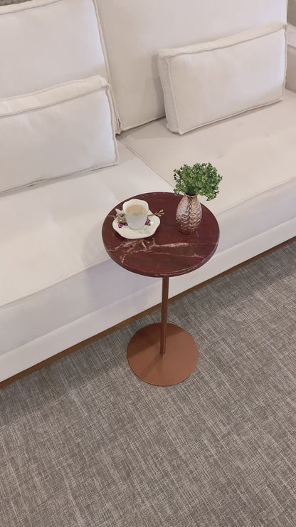 Mesa Zera Mármore Vermelho Napoleon