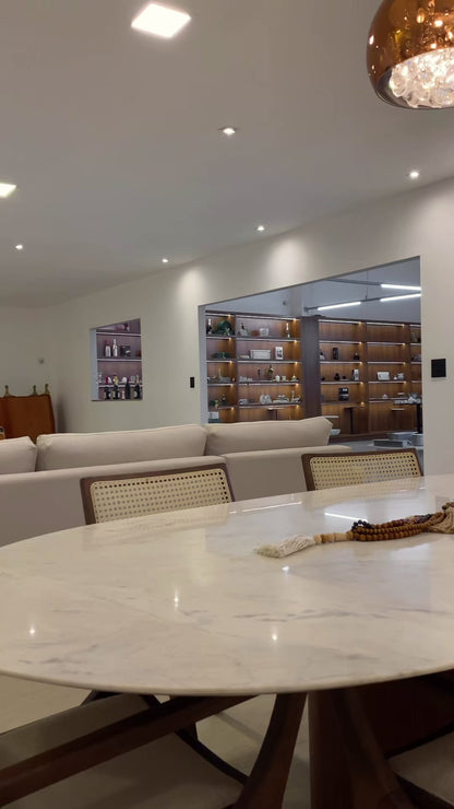 Mesa de Jantar Oblongo Mármore Calacatta Premium
